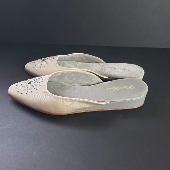 Kevyn Wynn Satin Slippers Mules Crystals Size 8 - Picture 9 of 16